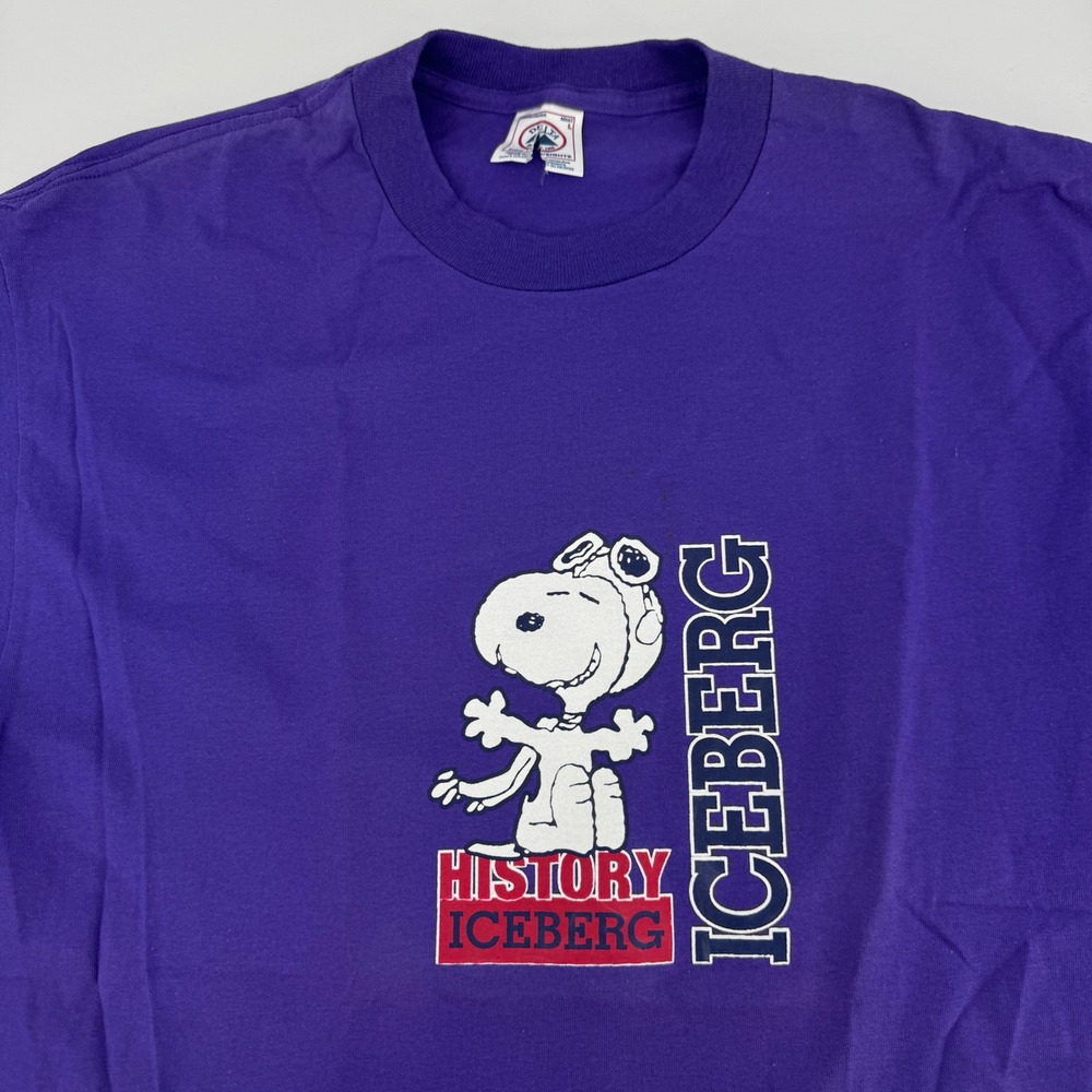 Vintage History Iceberg Snoopy Graphic T-Shirt Purple Large READ